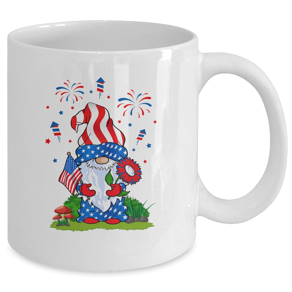 Gnomes 4th Of July Women Gnome Lover Girls American Flag Mug | siriusteestore
