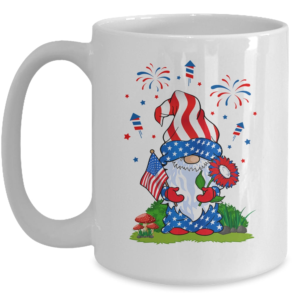 Gnomes 4th Of July Women Gnome Lover Girls American Flag Mug | siriusteestore