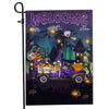 Gnomes Witch Halloween Flag Pumpkins Trick or Treat Gnomes Purple Pickup Truck Spooky Witch Cat Welcome Home | siriusteestore