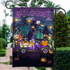 Gnomes Witch Halloween Flag Pumpkins Trick or Treat Gnomes Purple Pickup Truck Spooky Witch Cat Welcome Home | siriusteestore