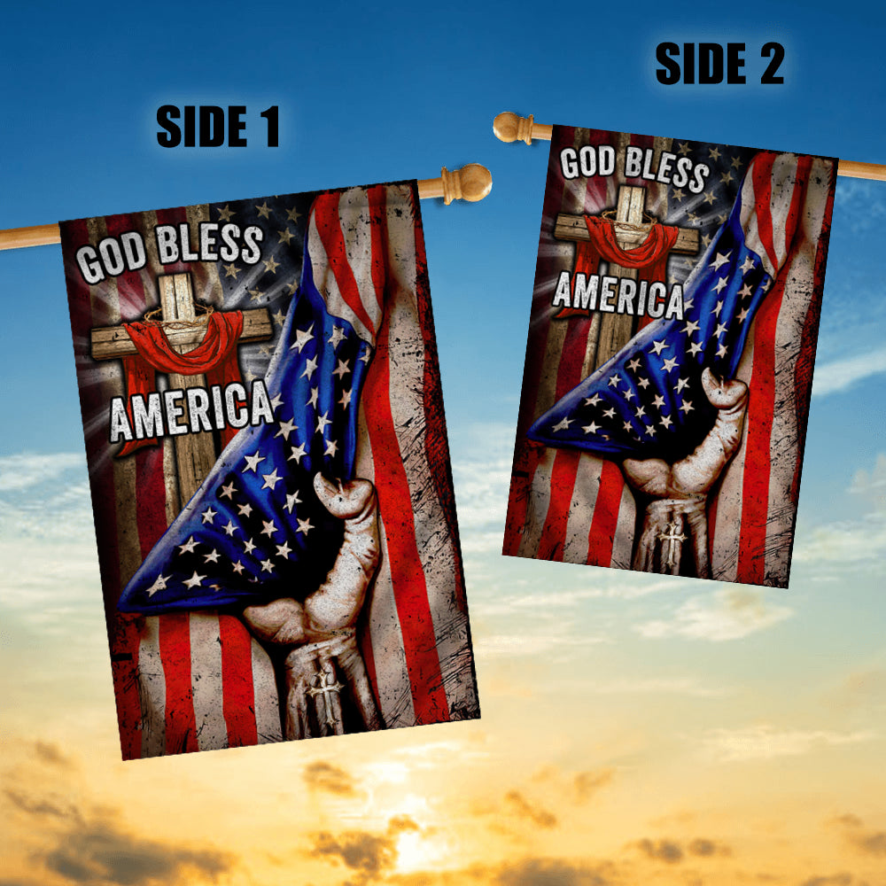 God Bless America Christian Cross Flag God | siriusteestore