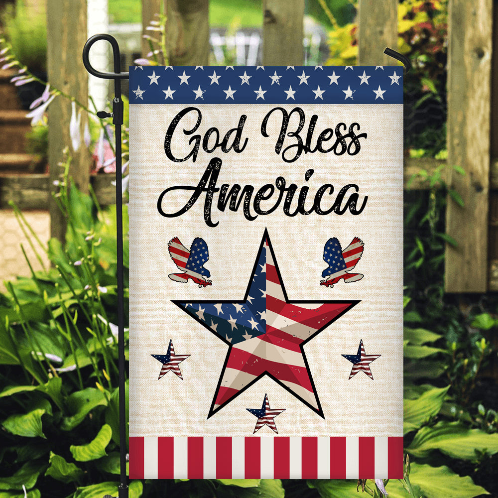 God Bless America Flag Star American Patriotic Home | siriusteestore