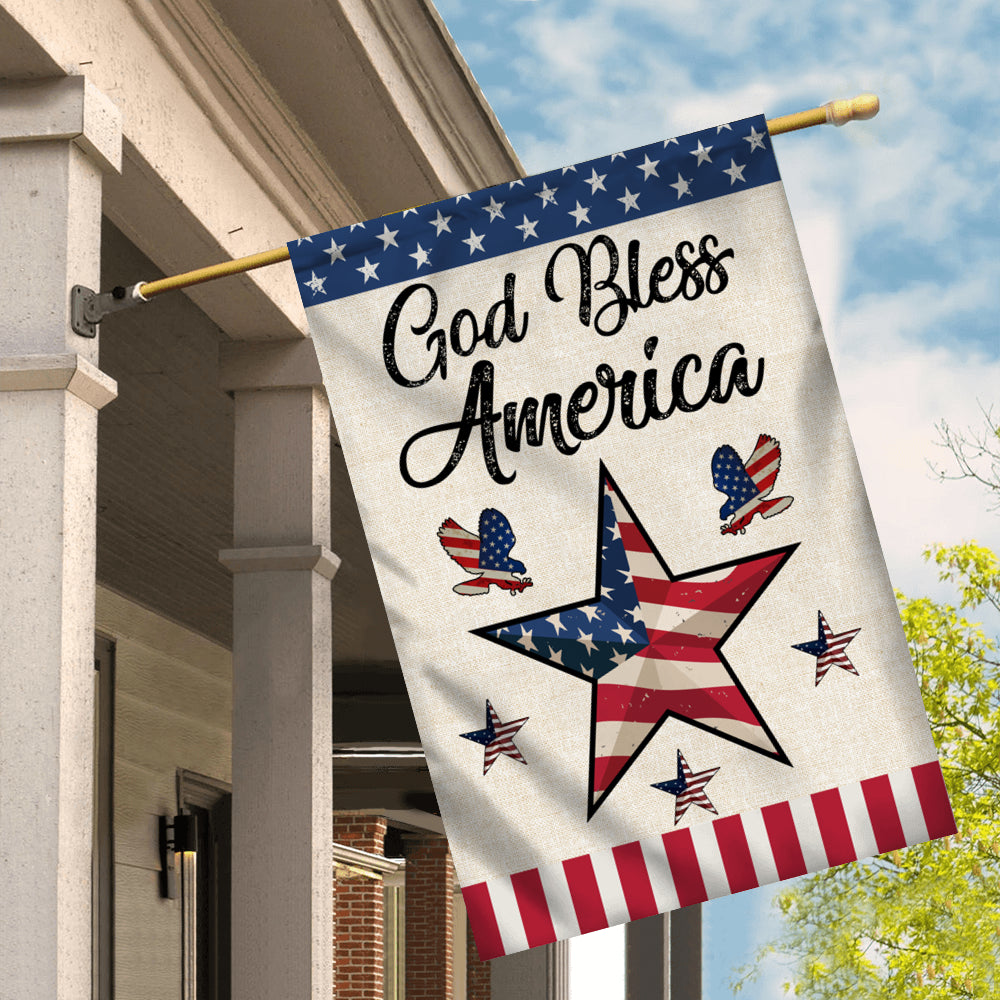 God Bless America Flag Star American Patriotic Home | siriusteestore
