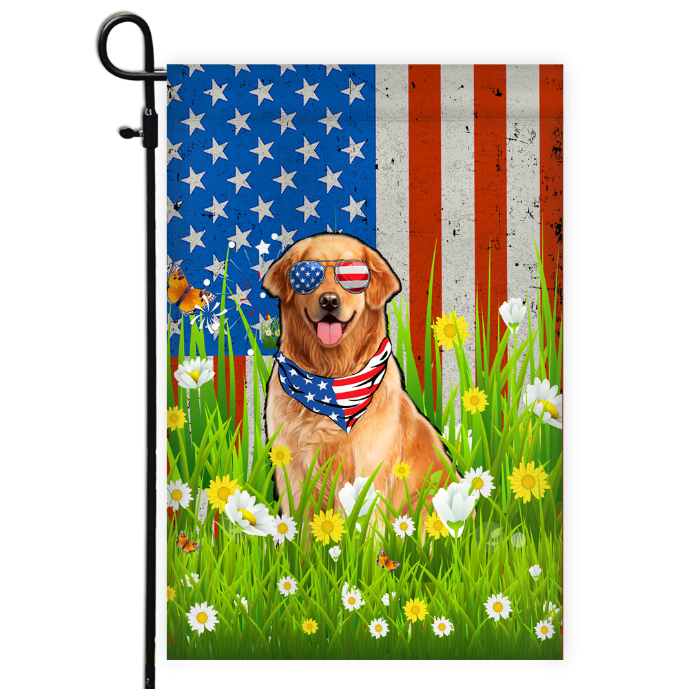 Golden Retriever American USA Flag 4th of July Dog Lover On Independence Day | siriusteestore