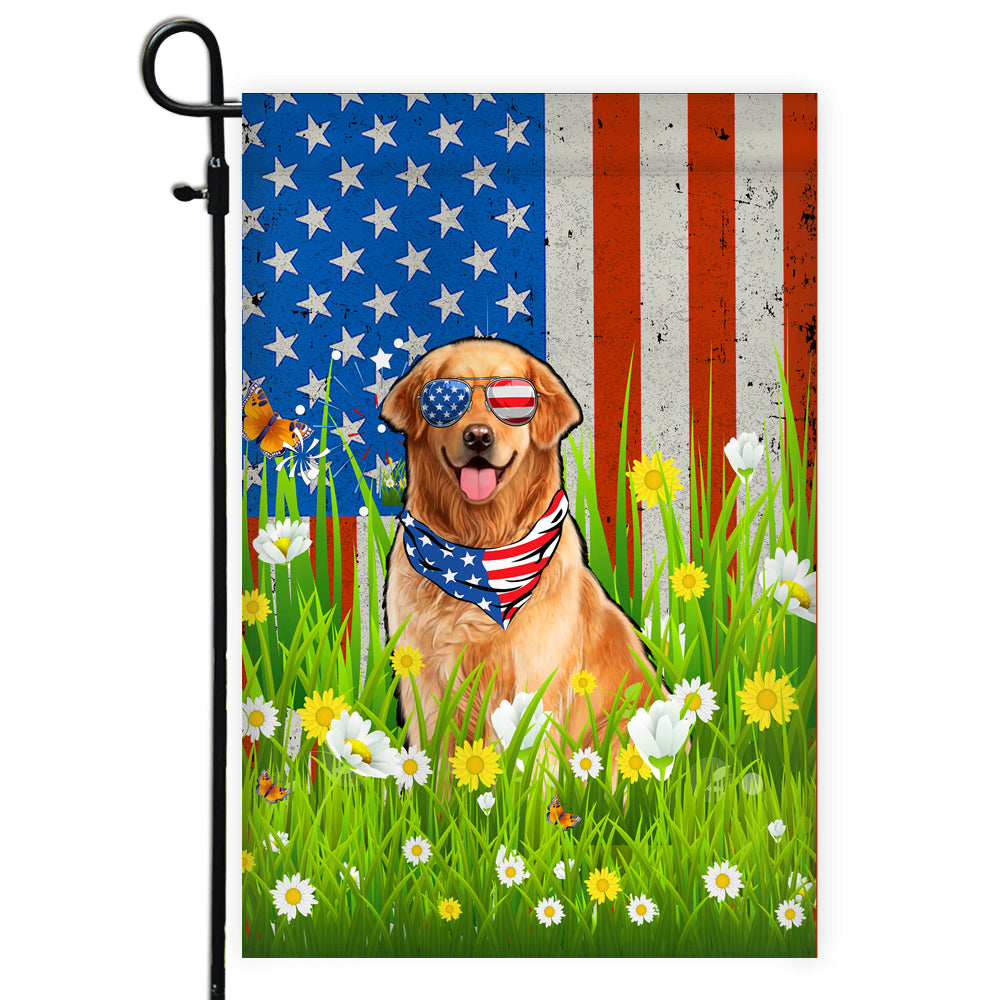 Golden Retriever American USA Flag 4th of July Dog Lover On Independence Day | siriusteestore