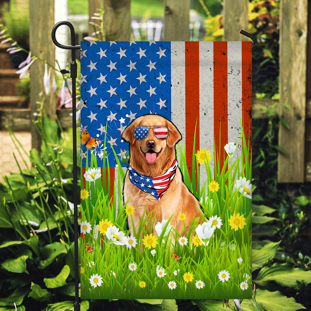 Golden Retriever American USA Flag 4th of July Dog Lover On Independence Day | siriusteestore