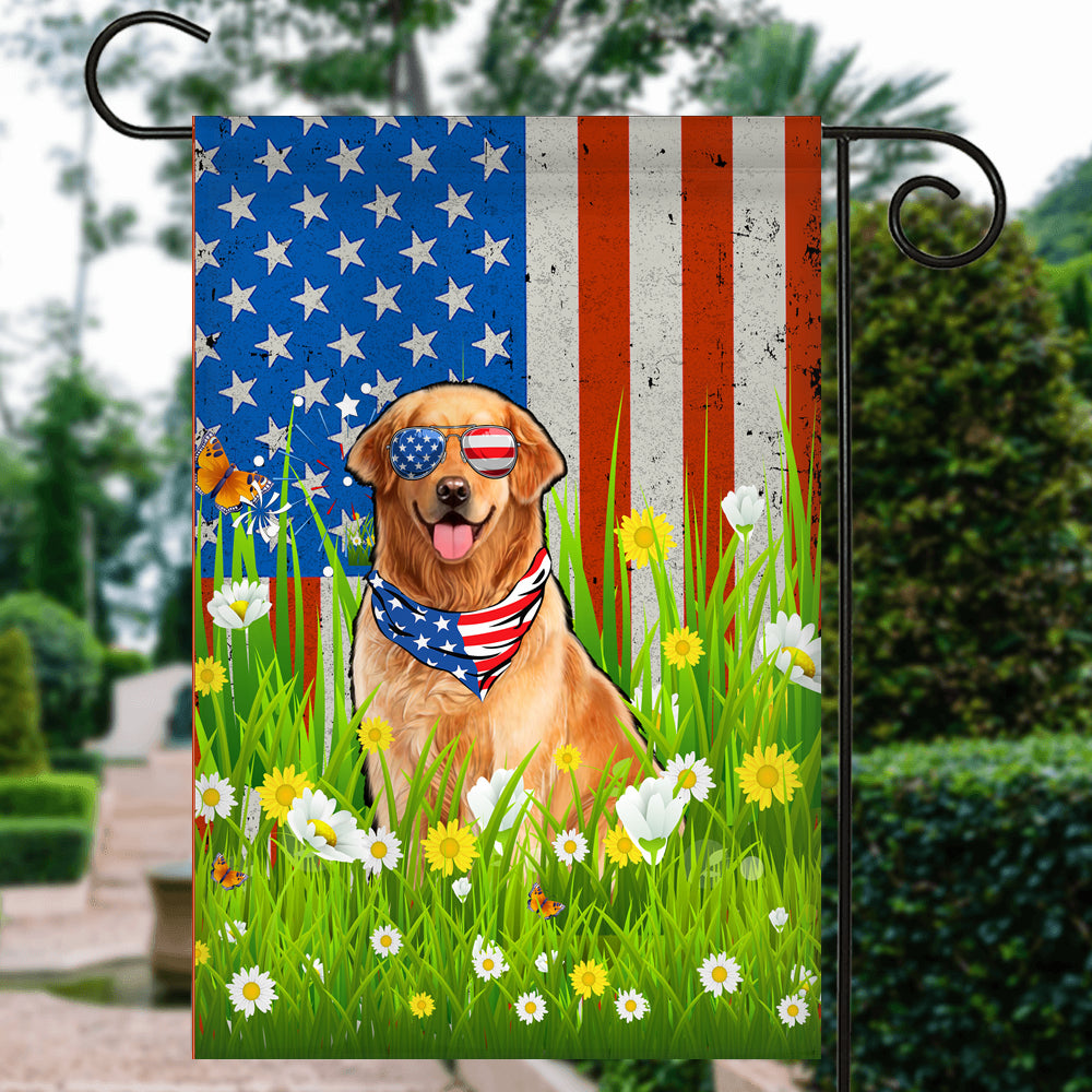 Golden Retriever American USA Flag 4th of July Dog Lover On Independence Day | siriusteestore