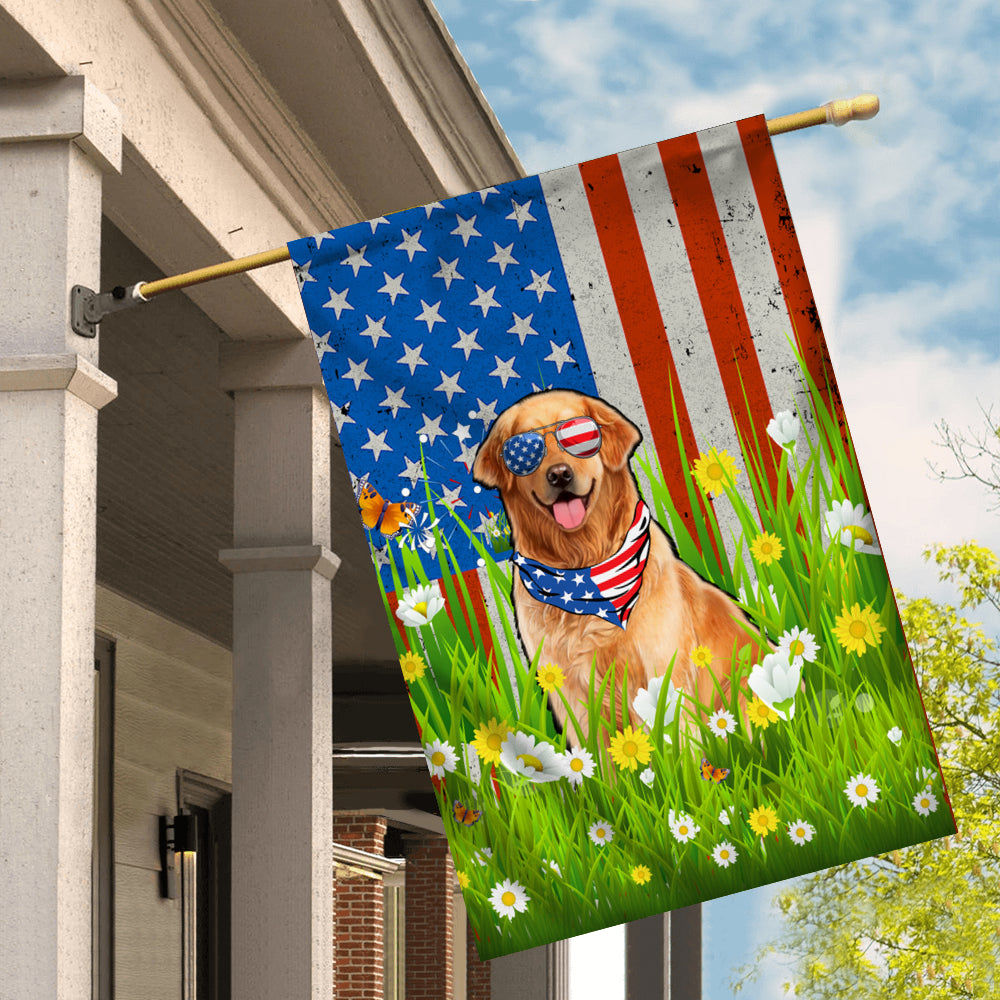 Golden Retriever American USA Flag 4th of July Dog Lover On Independence Day | siriusteestore