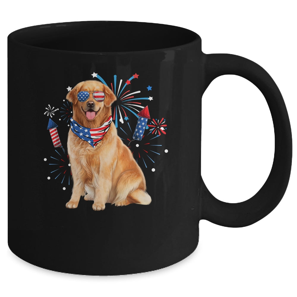 Golden Retriever Dog American USA Flag 4th of July Men Lover Mug | siriusteestore