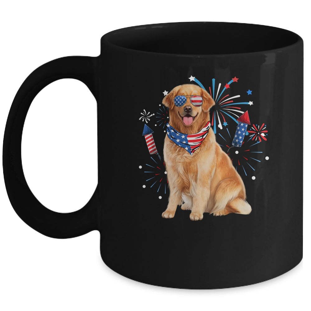 Golden Retriever Dog American USA Flag 4th of July Men Lover Mug | siriusteestore