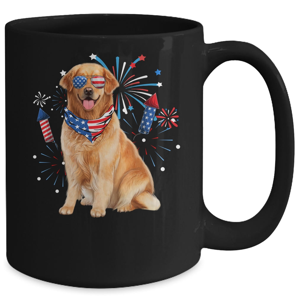 Golden Retriever Dog American USA Flag 4th of July Men Lover Mug | siriusteestore