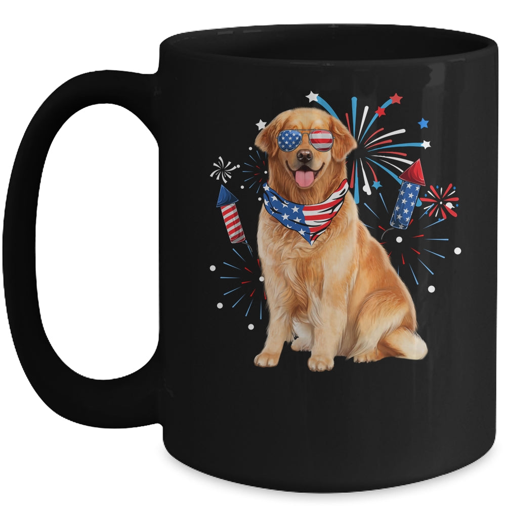 Golden Retriever Dog American USA Flag 4th of July Men Lover Mug | siriusteestore