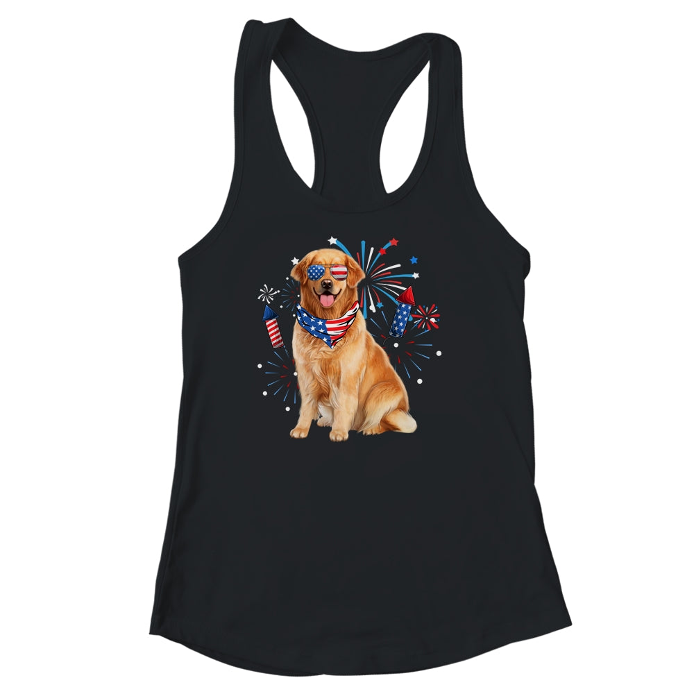 Golden Retriever Dog American USA Flag 4th of July Men Lover Shirt & Tank Top | siriusteestore