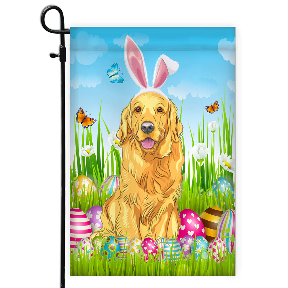 Golden Retriever Happy Easter Day Holiday Flag Funny Dog Dog Wear Bunny Ears Headband Cute for Home Decor | siriusteestore