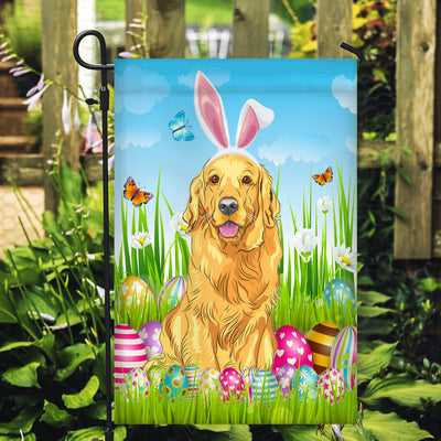 Golden Retriever Happy Easter Day Holiday Flag Funny Dog Dog Wear Bunny Ears Headband Cute for Home Decor | siriusteestore