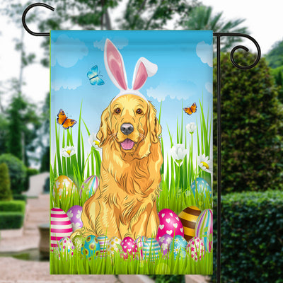 Golden Retriever Happy Easter Day Holiday Flag Funny Dog Dog Wear Bunny Ears Headband Cute for Home Decor | siriusteestore