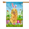 Golden Retriever Happy Easter Day Holiday Flag Funny Dog Dog Wear Bunny Ears Headband Cute for Home Decor | siriusteestore