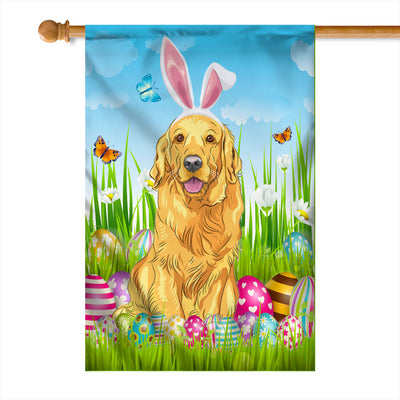 Golden Retriever Happy Easter Day Holiday Flag Funny Dog Dog Wear Bunny Ears Headband Cute for Home Decor | siriusteestore