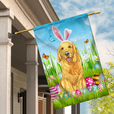 Golden Retriever Happy Easter Day Holiday Flag Funny Dog Dog Wear Bunny Ears Headband Cute for Home Decor | siriusteestore