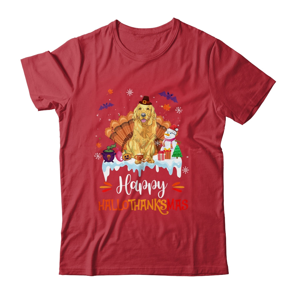 Golden Retriever Happy HalloThanksMas Halloween Christmas Shirt & Sweatshirt | siriusteestore