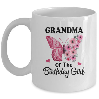 Grandma 1st First Birthday Matching Family Butterfly Floral Mug | siriusteestore
