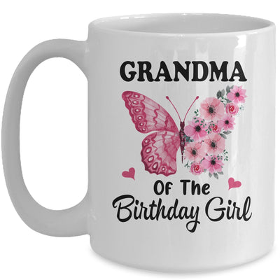 Grandma 1st First Birthday Matching Family Butterfly Floral Mug | siriusteestore