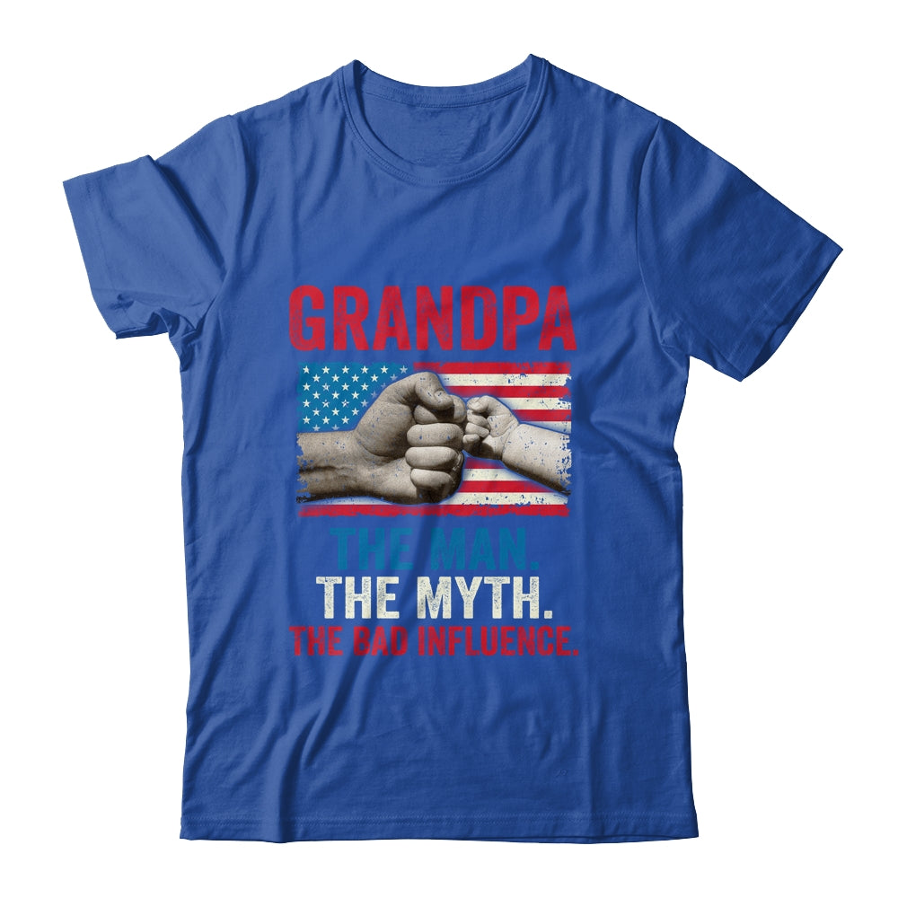 Grandpa The Man The Myth The Bad Influence American Flag Shirt & Hoodie | siriusteestore
