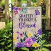 Grateful Thankful Blessed Flag Spring Summer Home Butterfly Flower Farmhouse Fall Autumn House | siriusteestore