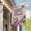 Grateful Thankful Blessed Flag Spring Summer Home Butterfly Flower Farmhouse Fall Autumn House | siriusteestore