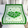 Green Shamrock Leaves Love Heart Irish Saint Patrick's Day Fleece Blanket | siriusteestore