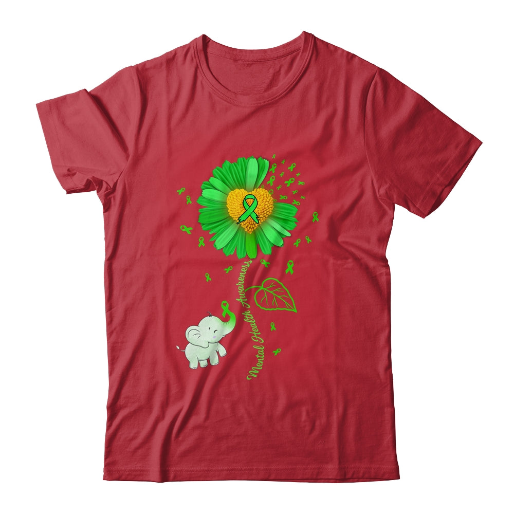 Green Sunflower Elephant Spread Mental Health Awareness Shirt & Tank Top | siriusteestore