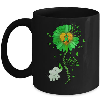 Green Sunflower Elephant Spread Mental Health Awareness Mug | siriusteestore