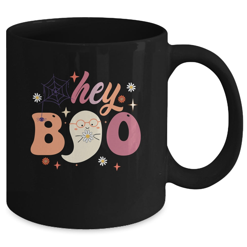 Groovy Ghost Halloween Hey Boo Trendy Halloween Mug | siriusteestore