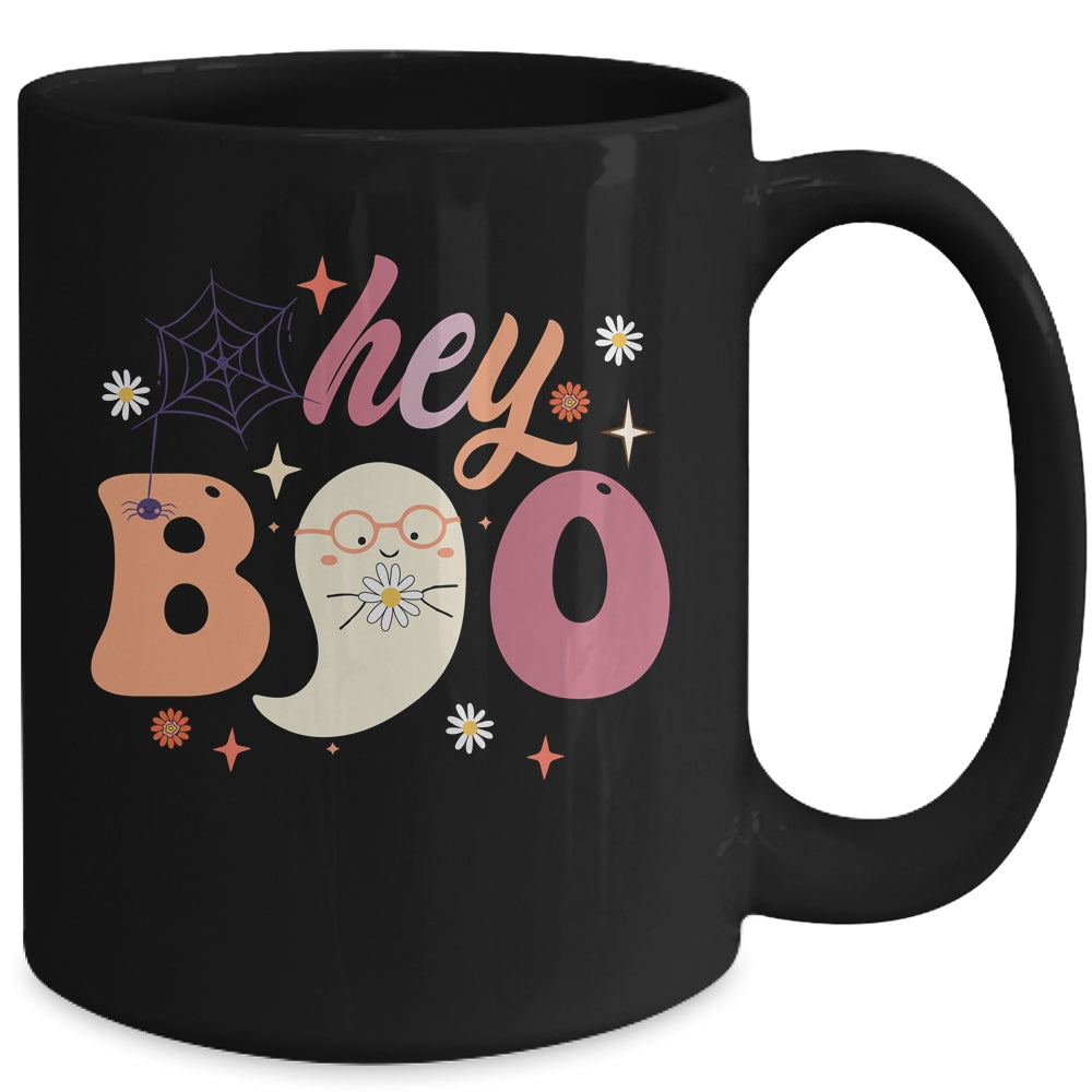 Groovy Ghost Halloween Hey Boo Trendy Halloween Mug | siriusteestore