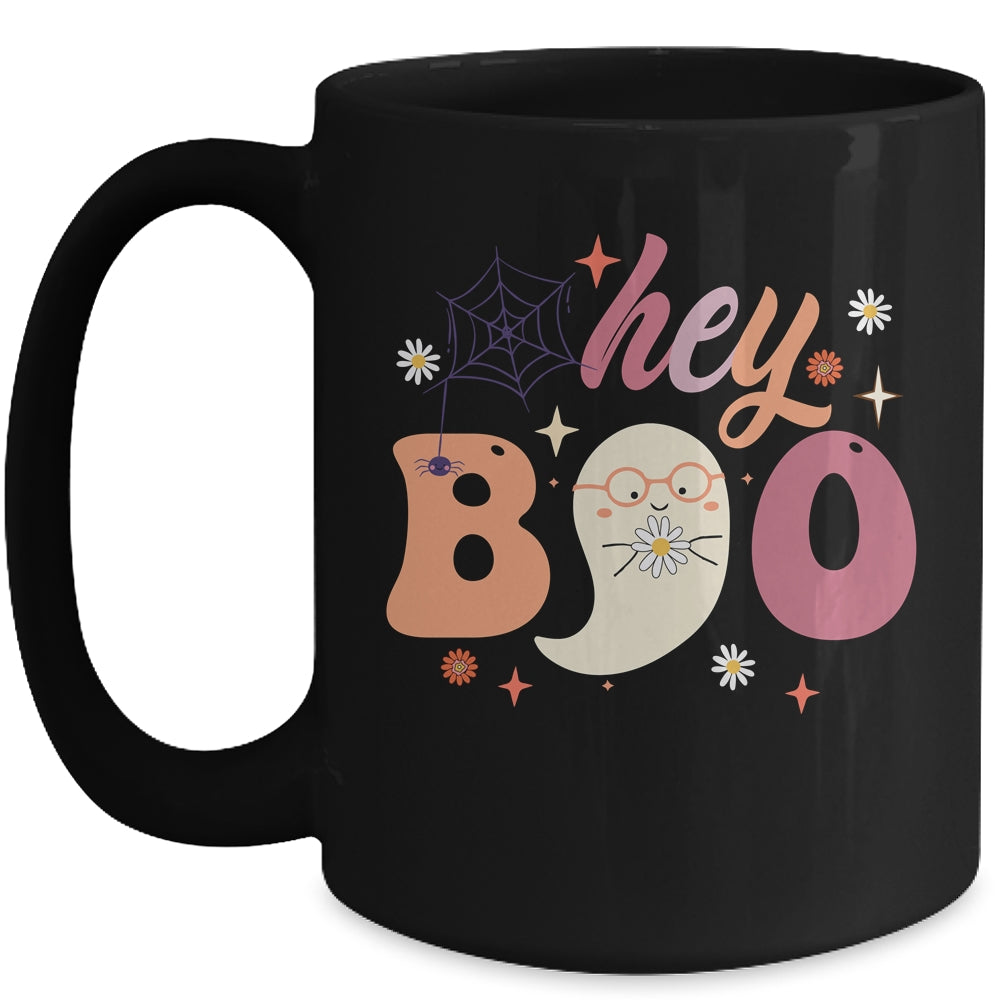Groovy Ghost Halloween Hey Boo Trendy Halloween Mug | siriusteestore