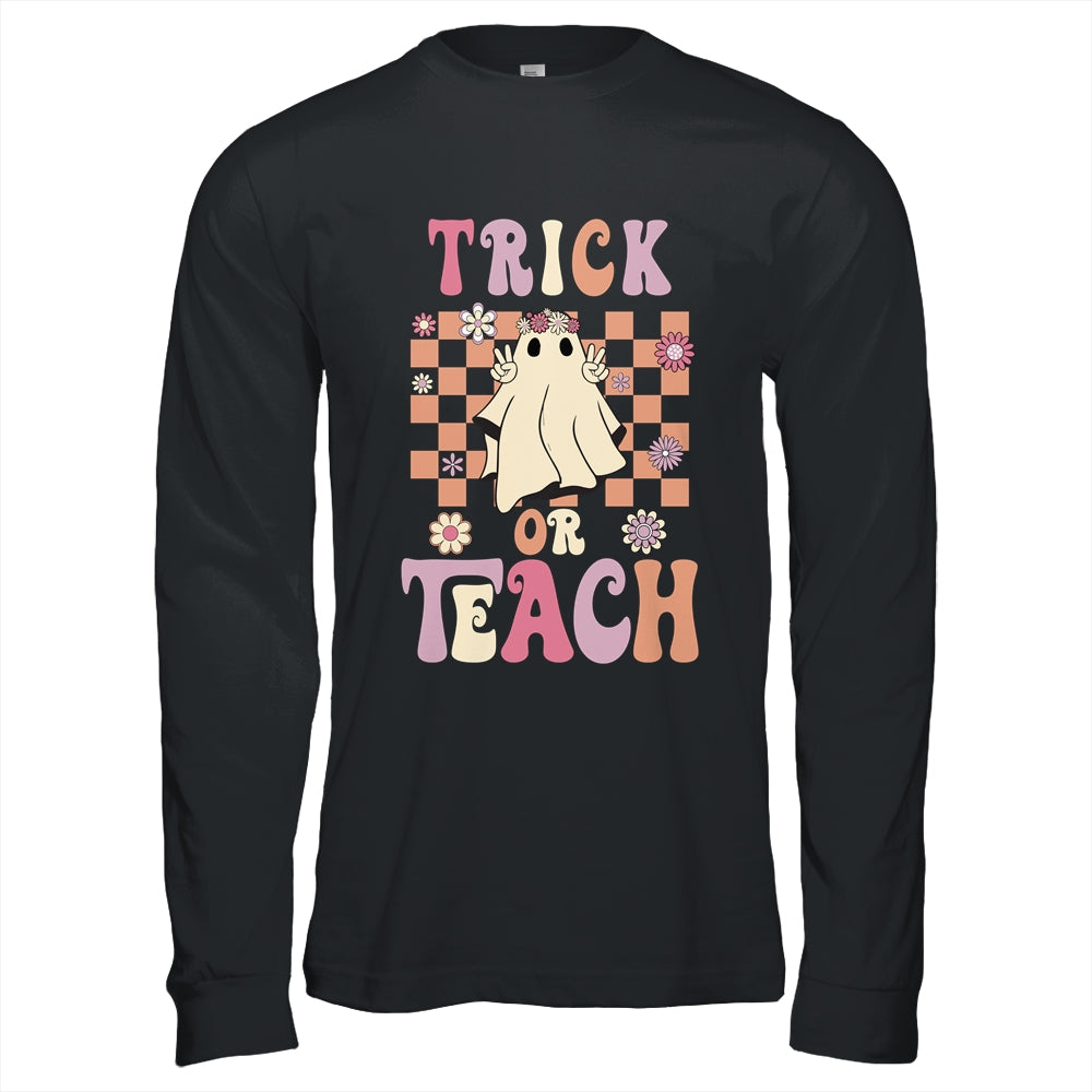 Groovy Halloween Teacher Floral Ghost Trick Or Teach Cute Shirt & Hoodie | siriusteestore
