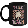 Groovy Halloween Teacher Floral Ghost Trick Or Teach Cute Mug | siriusteestore