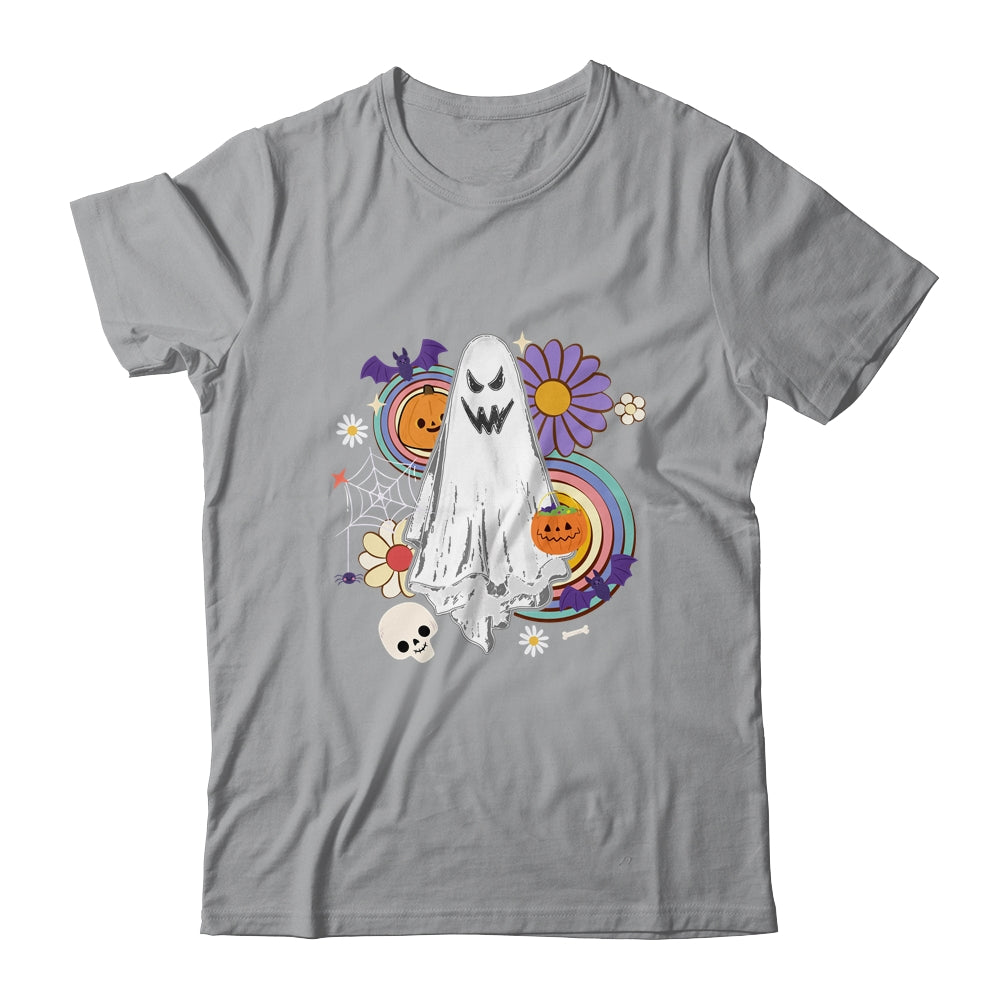 Groovy Vintage Floral Ghost Hippie Halloween Spooky Season Shirt & Hoodie | siriusteestore