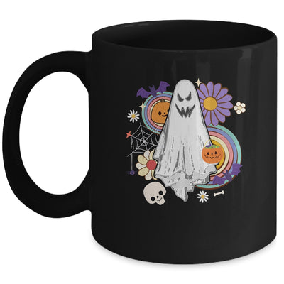 Groovy Vintage Floral Ghost Hippie Halloween Spooky Season Mug | siriusteestore