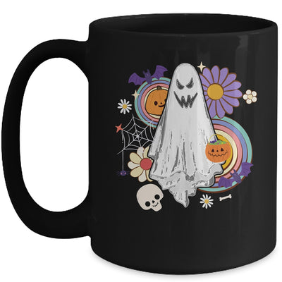 Groovy Vintage Floral Ghost Hippie Halloween Spooky Season Mug | siriusteestore