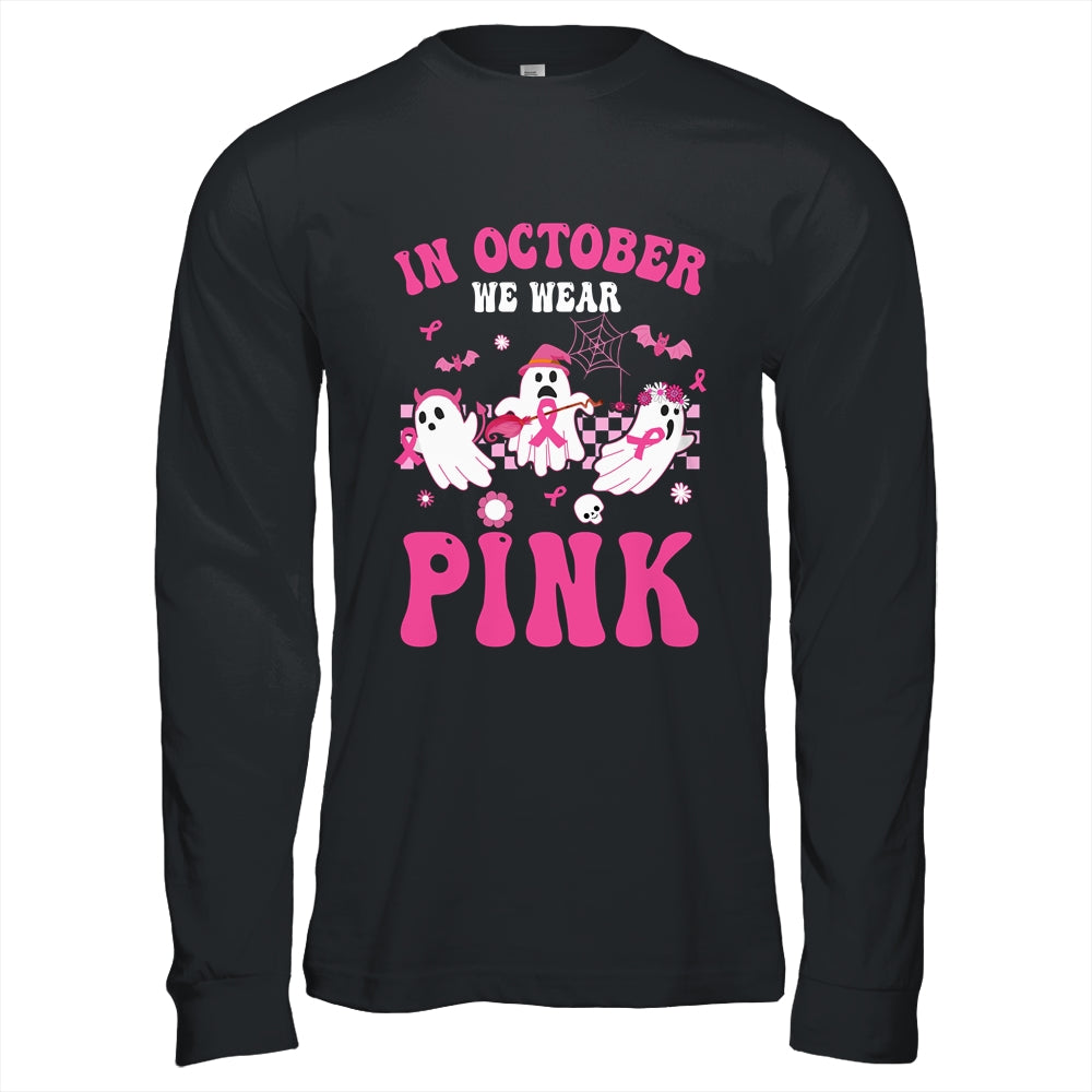 Groovy Wear Pink Breast Cancer Warrior Ghost Halloween Shirt & Hoodie | siriusteestore