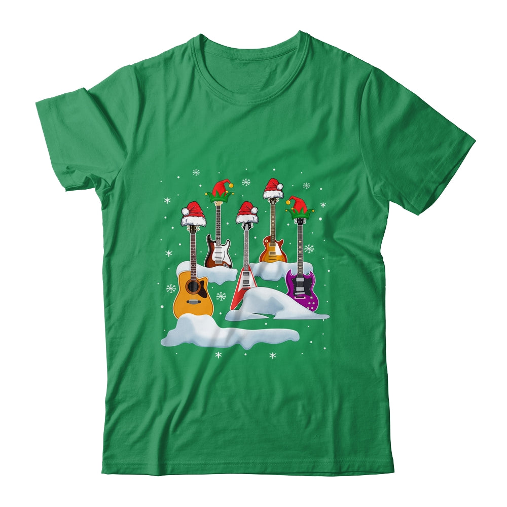 Guitar Santa Hat Christmas Tree Funny Music Loves Xmas Shirt & Sweatshirt | siriusteestore