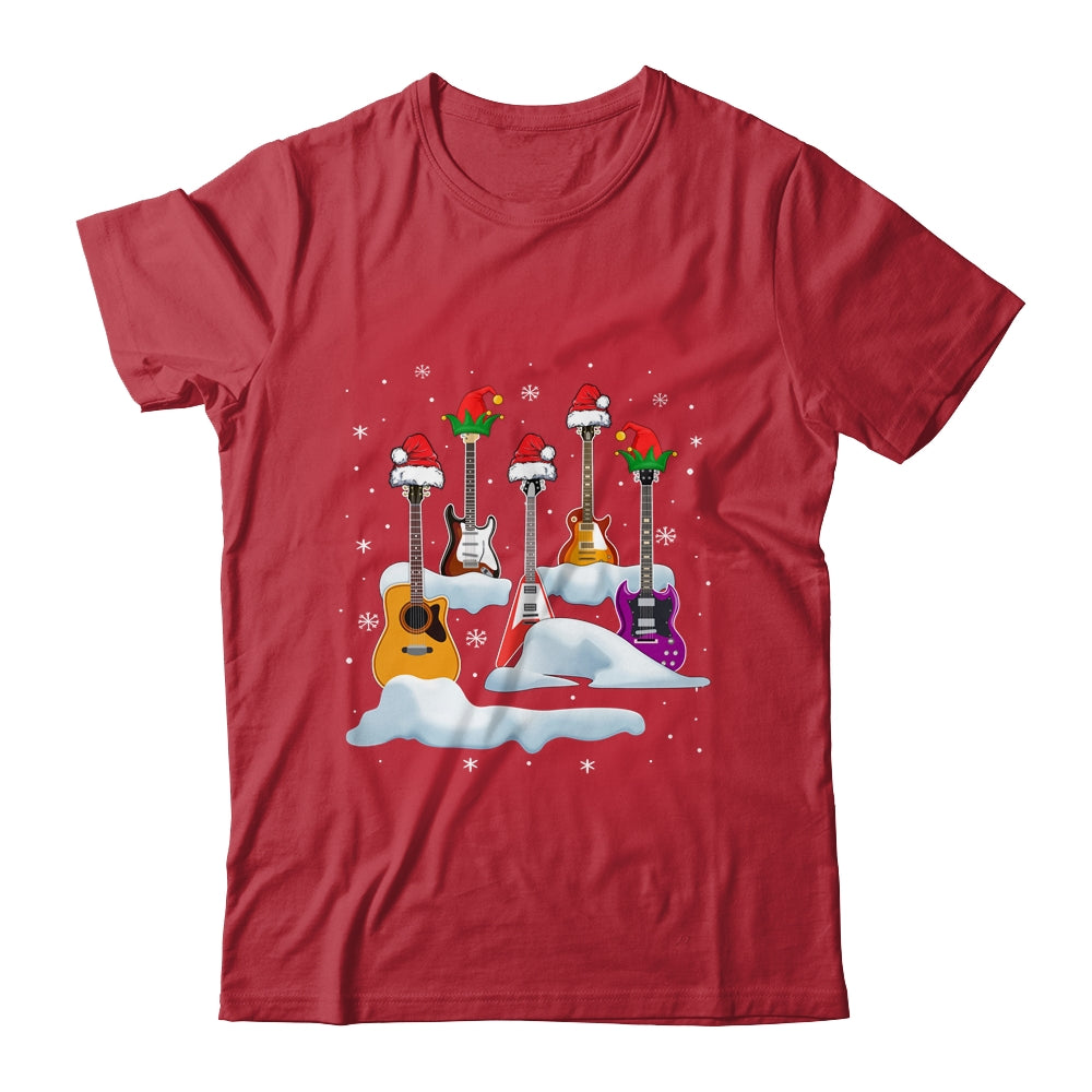 Guitar Santa Hat Christmas Tree Funny Music Loves Xmas Shirt & Sweatshirt | siriusteestore