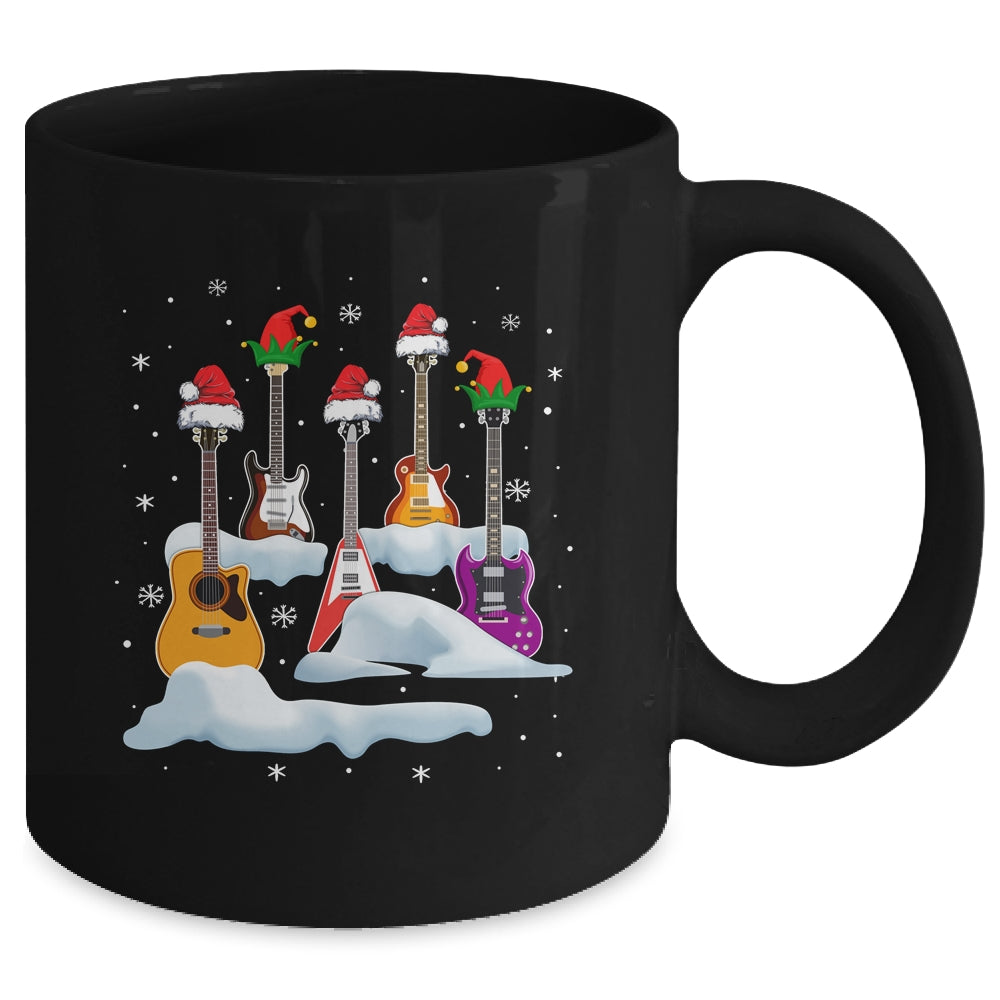 Guitar Santa Hat Christmas Tree Funny Music Loves Xmas Mug | siriusteestore