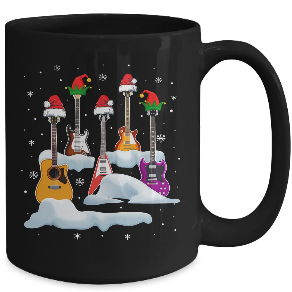 Guitar Santa Hat Christmas Tree Funny Music Loves Xmas Mug | siriusteestore
