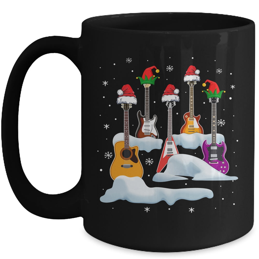 Guitar Santa Hat Christmas Tree Funny Music Loves Xmas Mug | siriusteestore