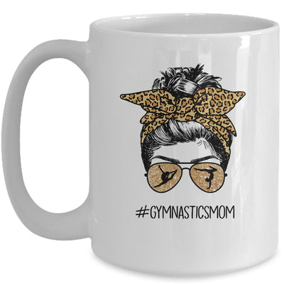 Gymnastics Mom Leopard Messy Bun Hair Glasses Mug | siriusteestore