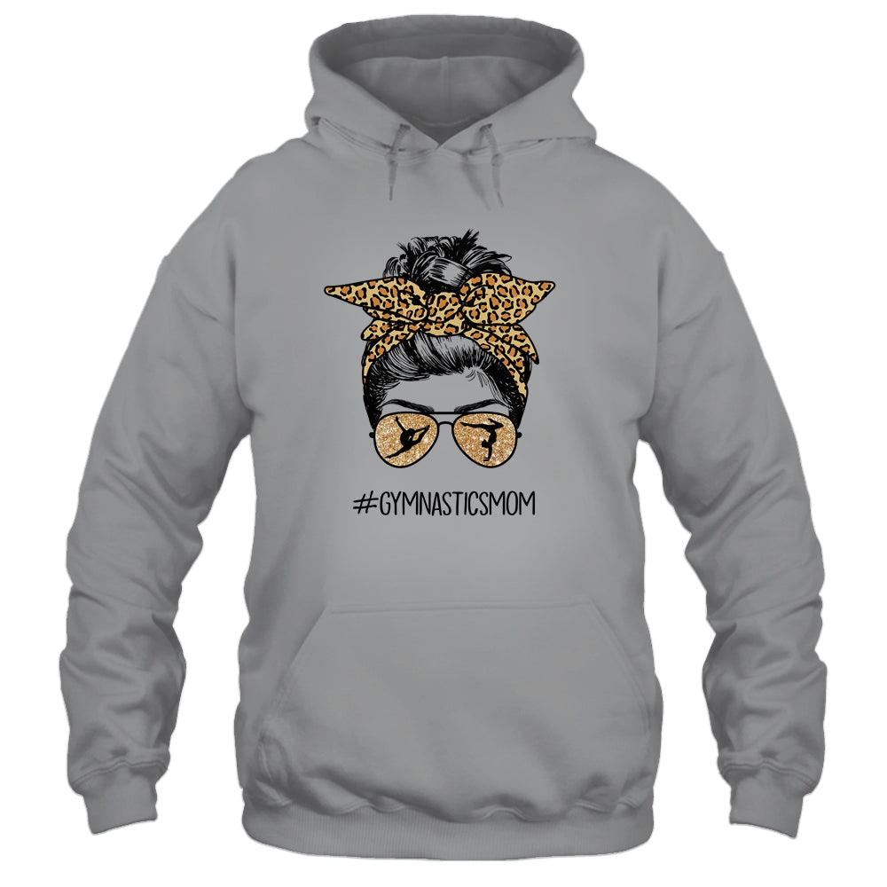Gymnastics Mom Leopard Messy Bun Hair Glasses Shirt & Tank Top | siriusteestore