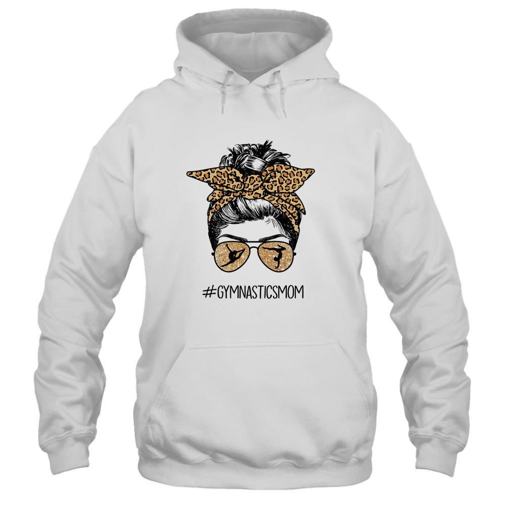 Gymnastics Mom Leopard Messy Bun Hair Glasses Shirt & Tank Top | siriusteestore