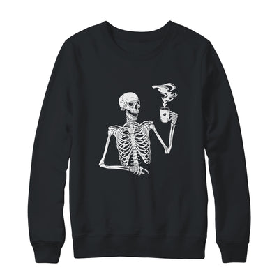 Halloween Coffee Drinking Skeleton Skull Shirt & Sweatshirt | siriusteestore